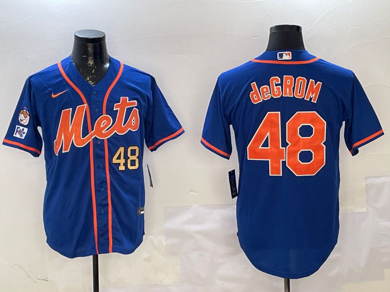Men New York Mets #48 Degrom Blue Game 2025 Nike MLB Jersey style 3